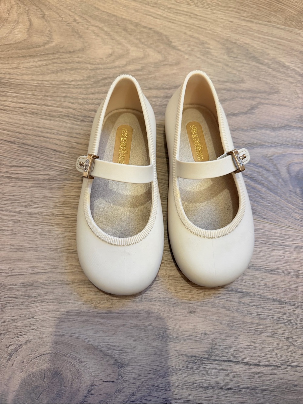 Mini Melissa Cream Mary Jane Ballet Flats with Buckle